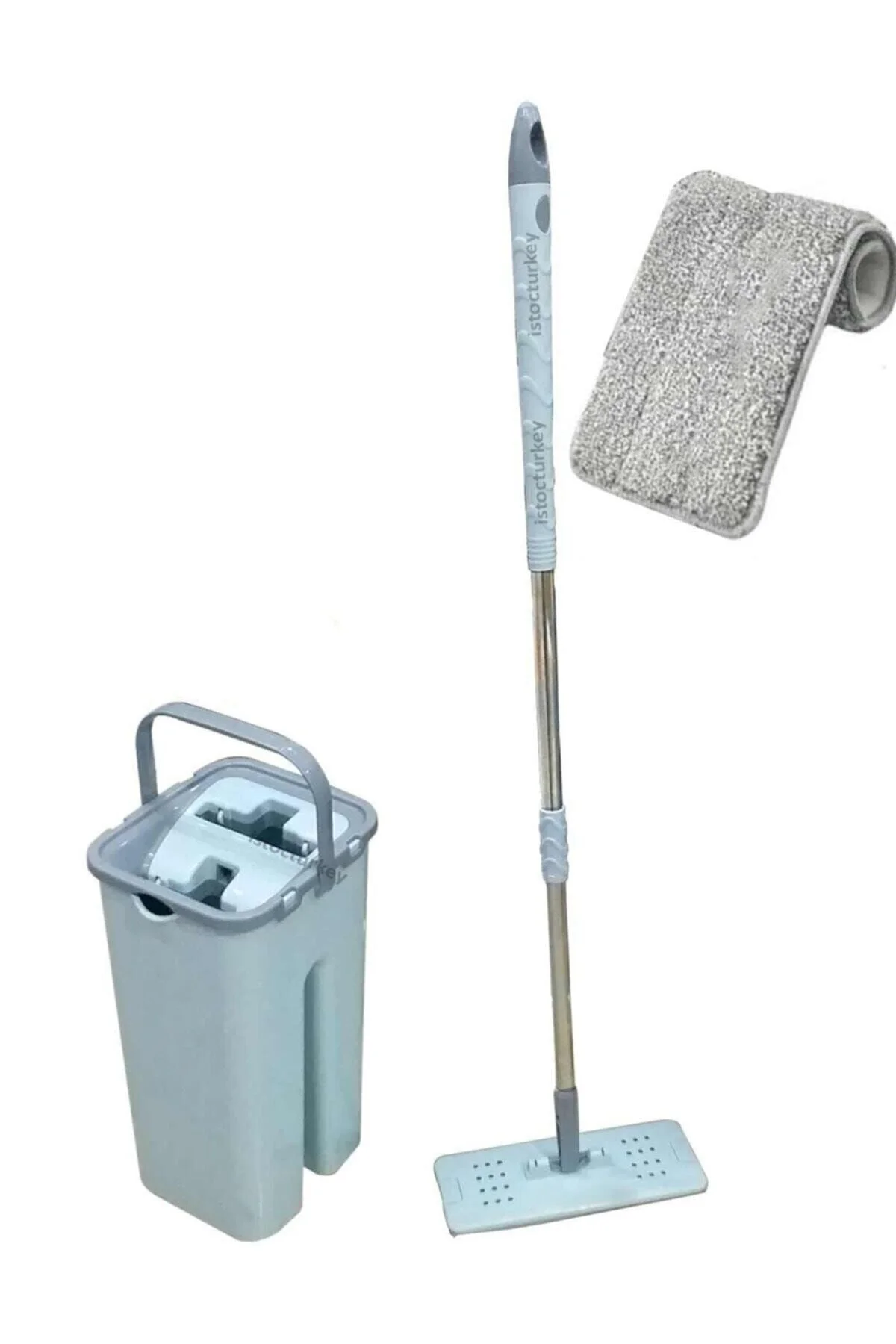 Çift Bölmeli, Ergonomik Mop Temizlik Seti 4 4 Litre - Kolay Sıkılabilir Pratik Microfiber Mop Seti