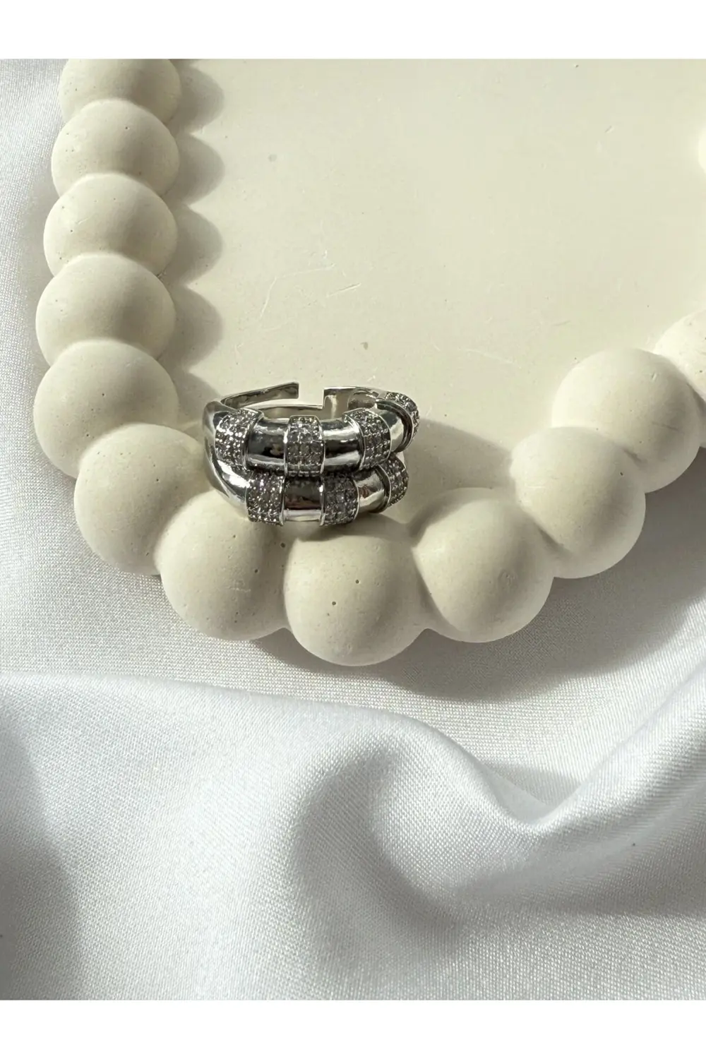 Atelier Emine Çift Bombeli Silver Yüzük