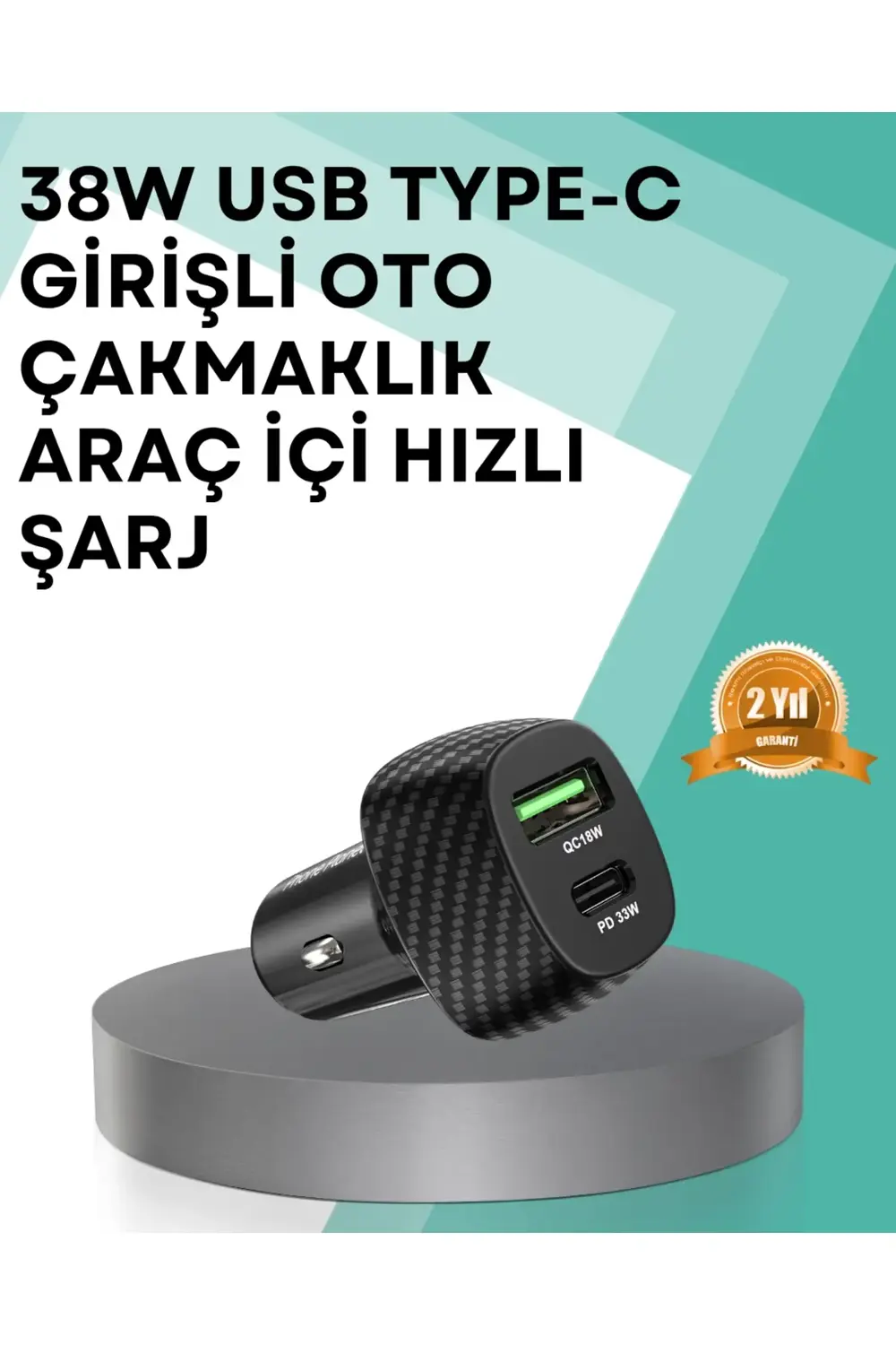 Çift Cihaz Destekli 38W Güçlü Çakmaklık Araç Şarj Cihazı