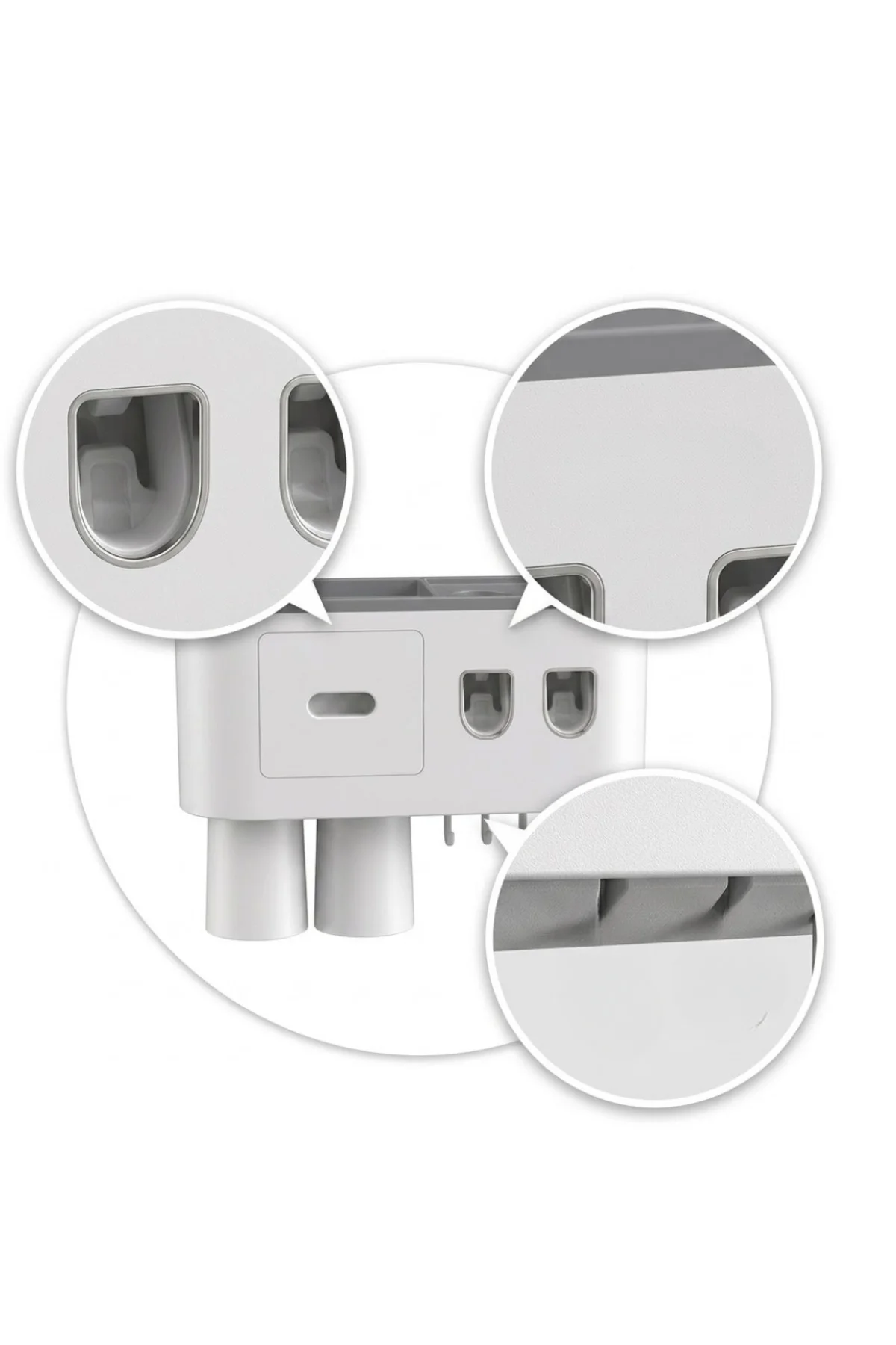 Çift Dispenserli Diş Macunu Sıkacağı 6 Fırçalık Bardaklı Banyo Or