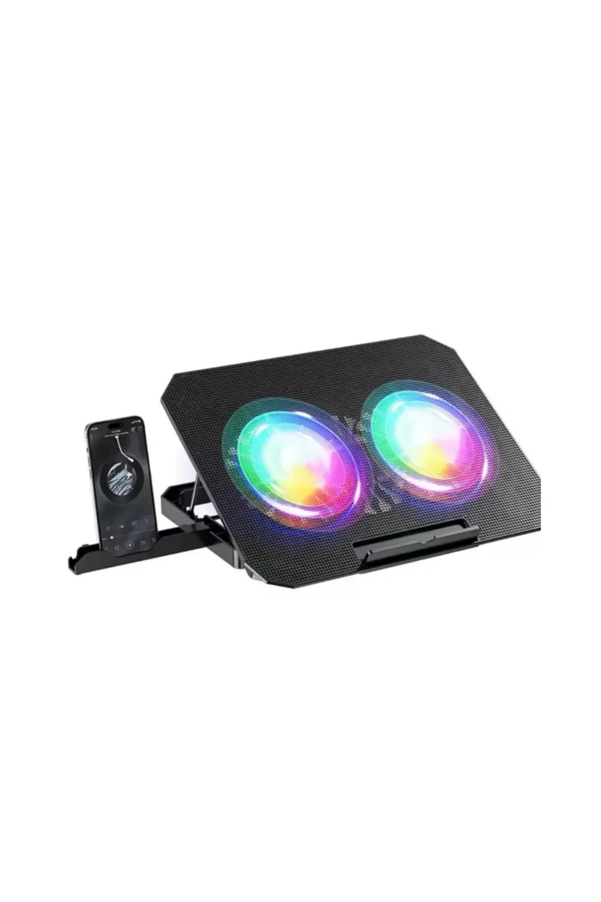 Çift Fanlı Laptop Soğutucu RGB Işıklı Sessiz Notebook Standı