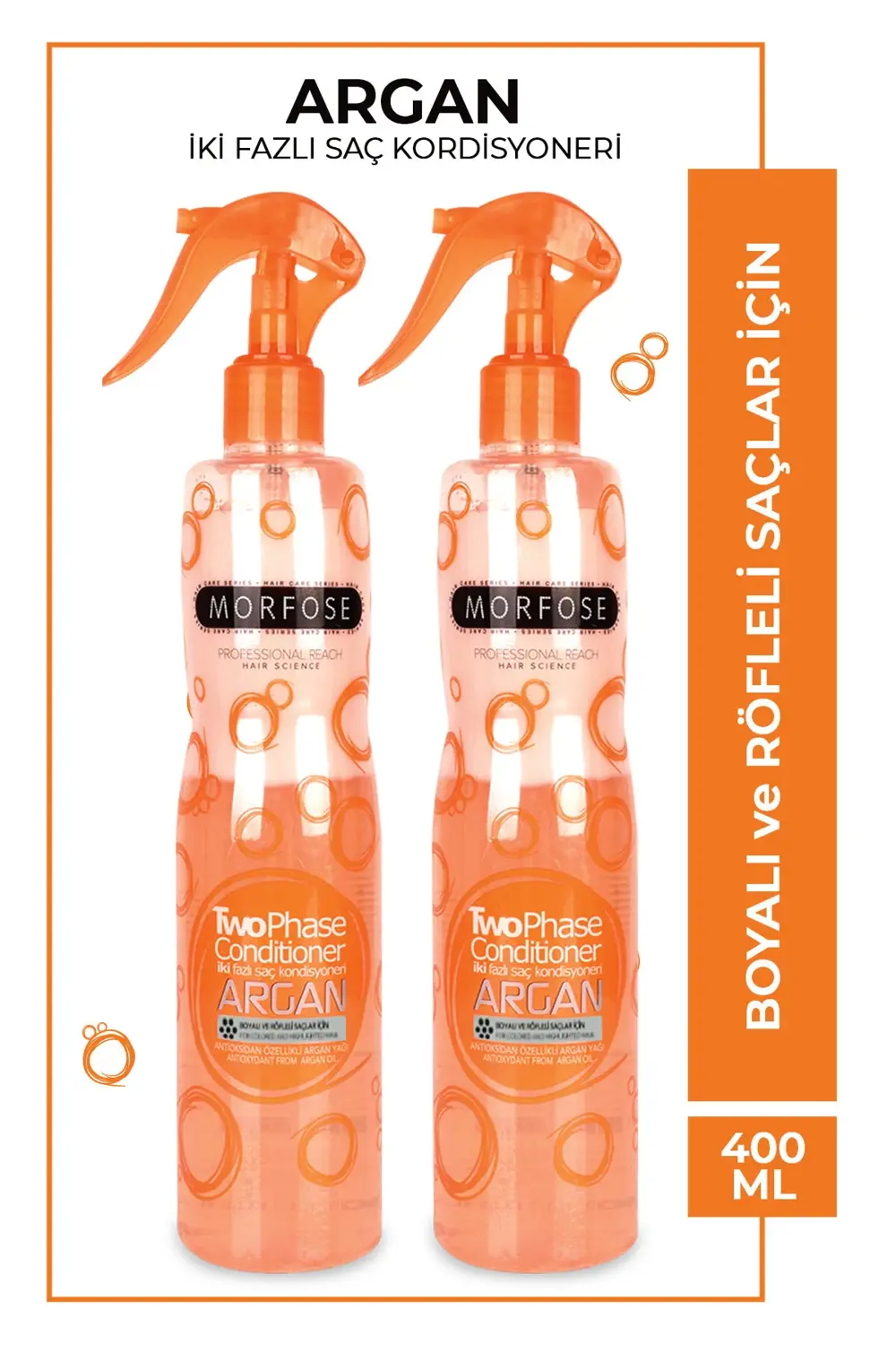 Çift Fazlı Argan Içeren Fön Suyu 400 ml - Boyalı Saçlar 2 Adet