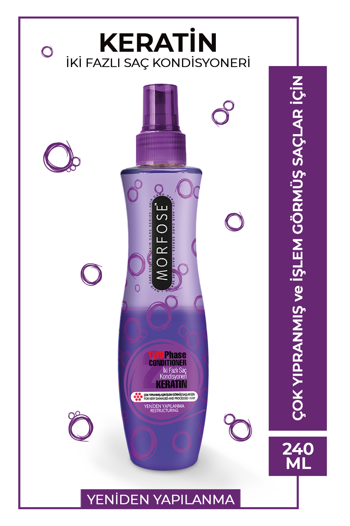Çift Fazlı Keratin İçeren Fön Suyu 240 ml - Yıpranmış, İşlem Görm