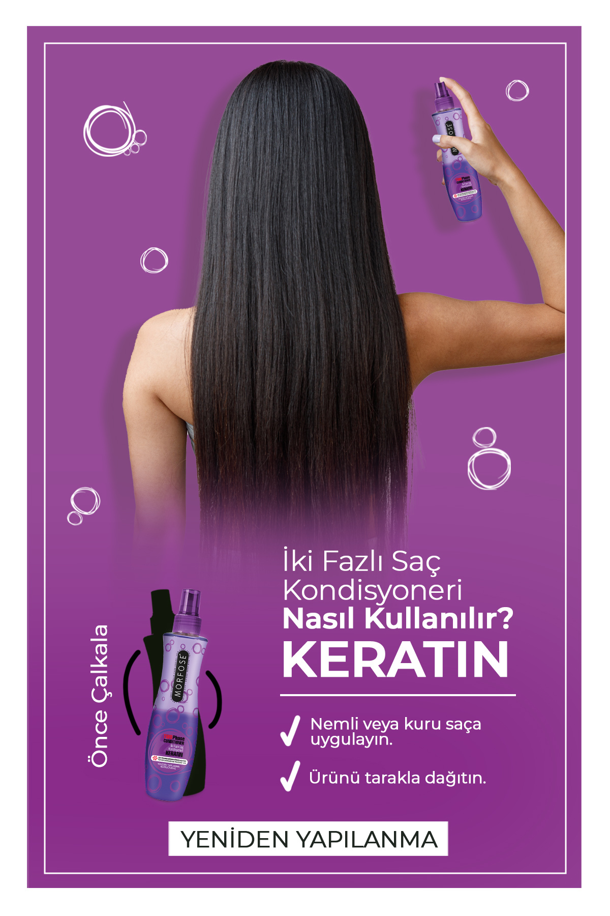 Çift Fazlı Keratin İçeren Fön Suyu 240 ml - Yıpranmış, İşlem Görm