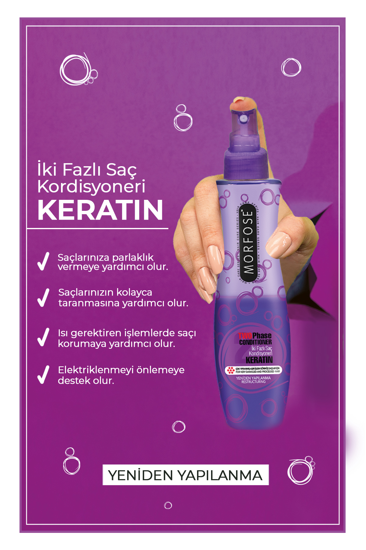 Çift Fazlı Keratin İçeren Fön Suyu 240 ml - Yıpranmış, İşlem Görm