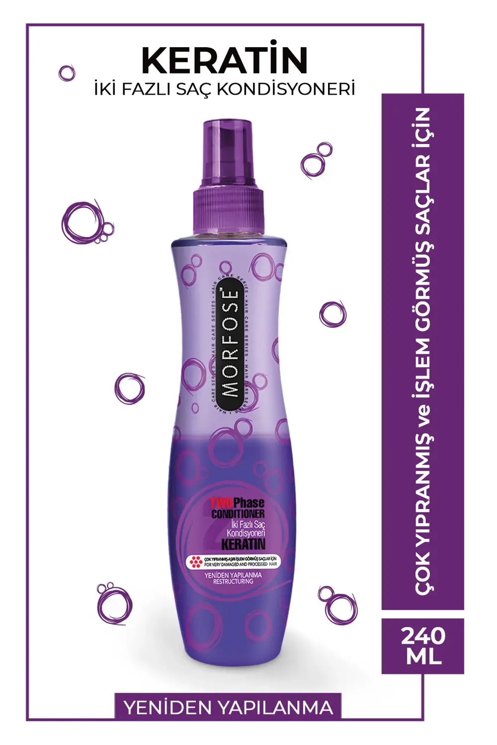 Çift Fazlı Keratin İçeren Fön Suyu 240 ml - Yıpranmış, İşlem Görm