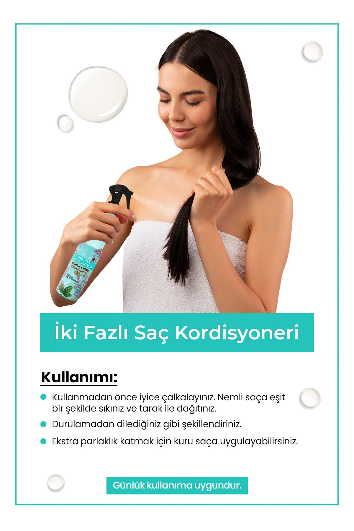 Just Cheap Store Çift Fazli Kinoa & Kenevir Kondisyoner Fön Suyu 400 Ml - Mrfs