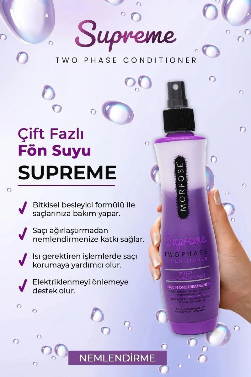 Çift Fazlı Supreme Kondisyoner Fön Suyu 240 ML – Isı Korumalı Saç Bakım Spreyi Fiyatı, Yorumları ve Özellikleri