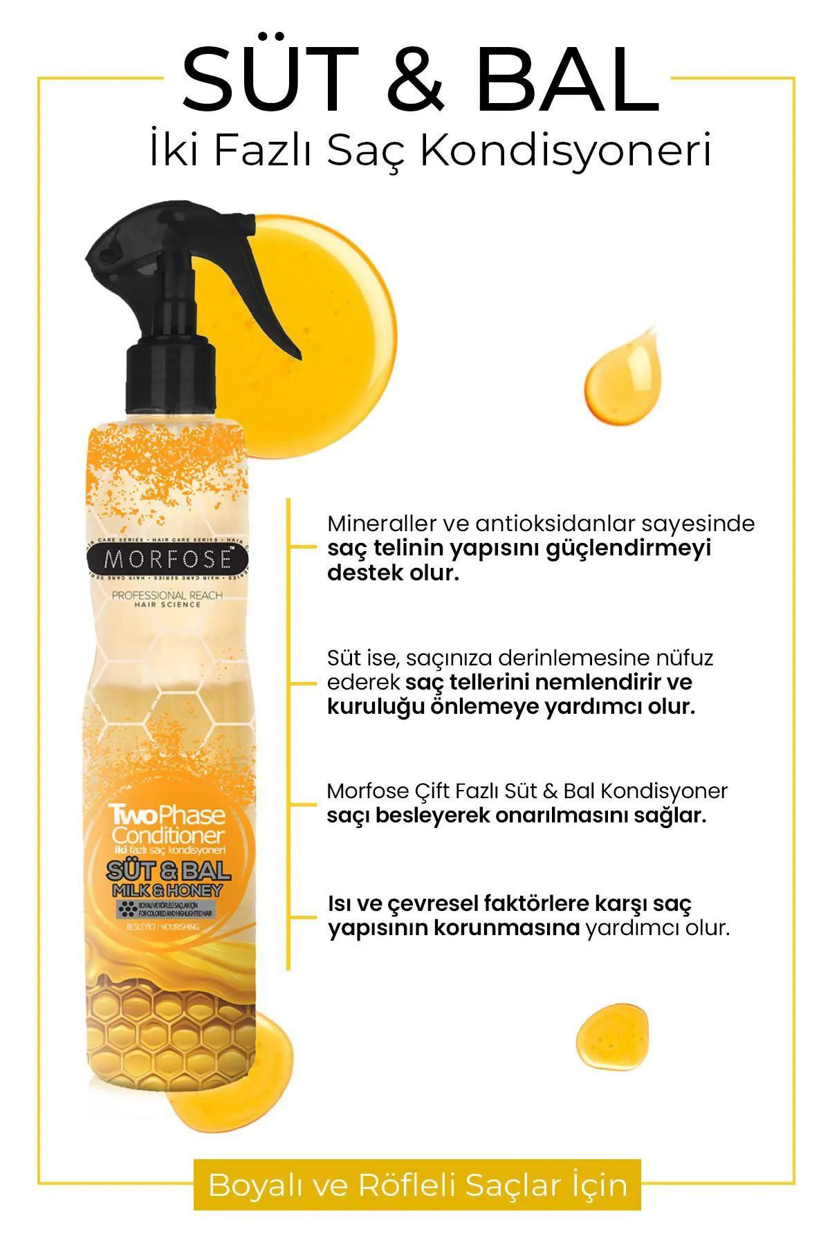 Just Cheap Store Çift Fazli Süt & Bal Kondisyoner Fön Suyu 240 Ml - Mrfs