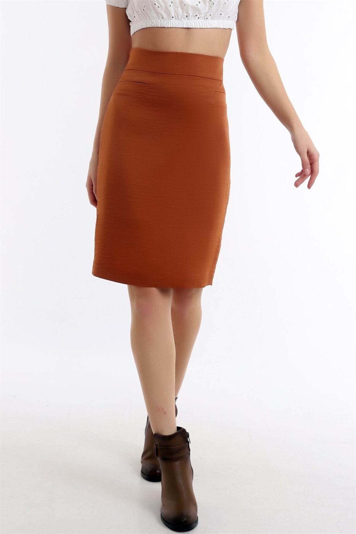 Dreamlike Çift Fletolu Bedeni Saran Cepli Kalem Etek