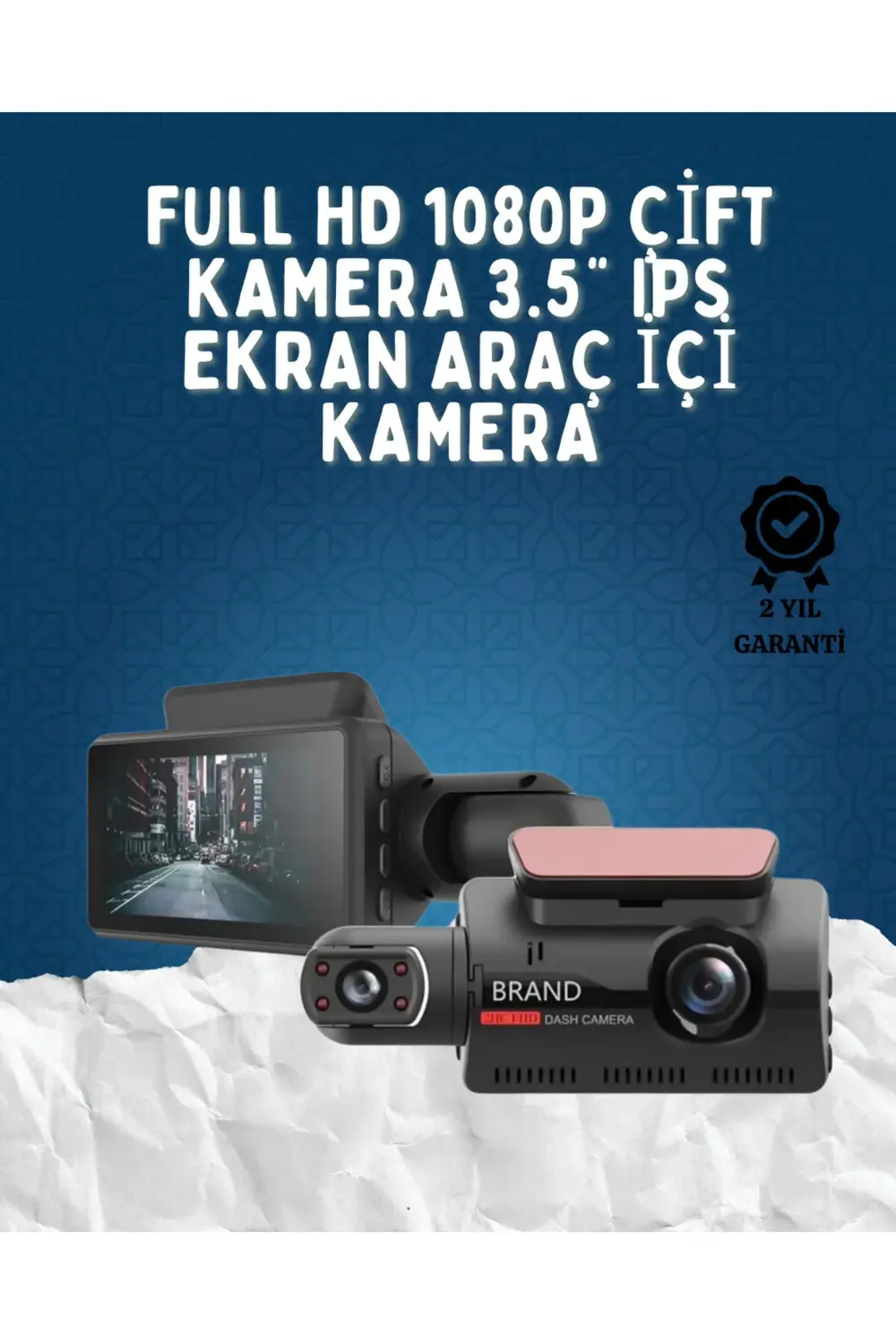 Çift Görüşlü Dashcam – Gece Görüşlü 1080P Araç İçi Güvenlik Kamer