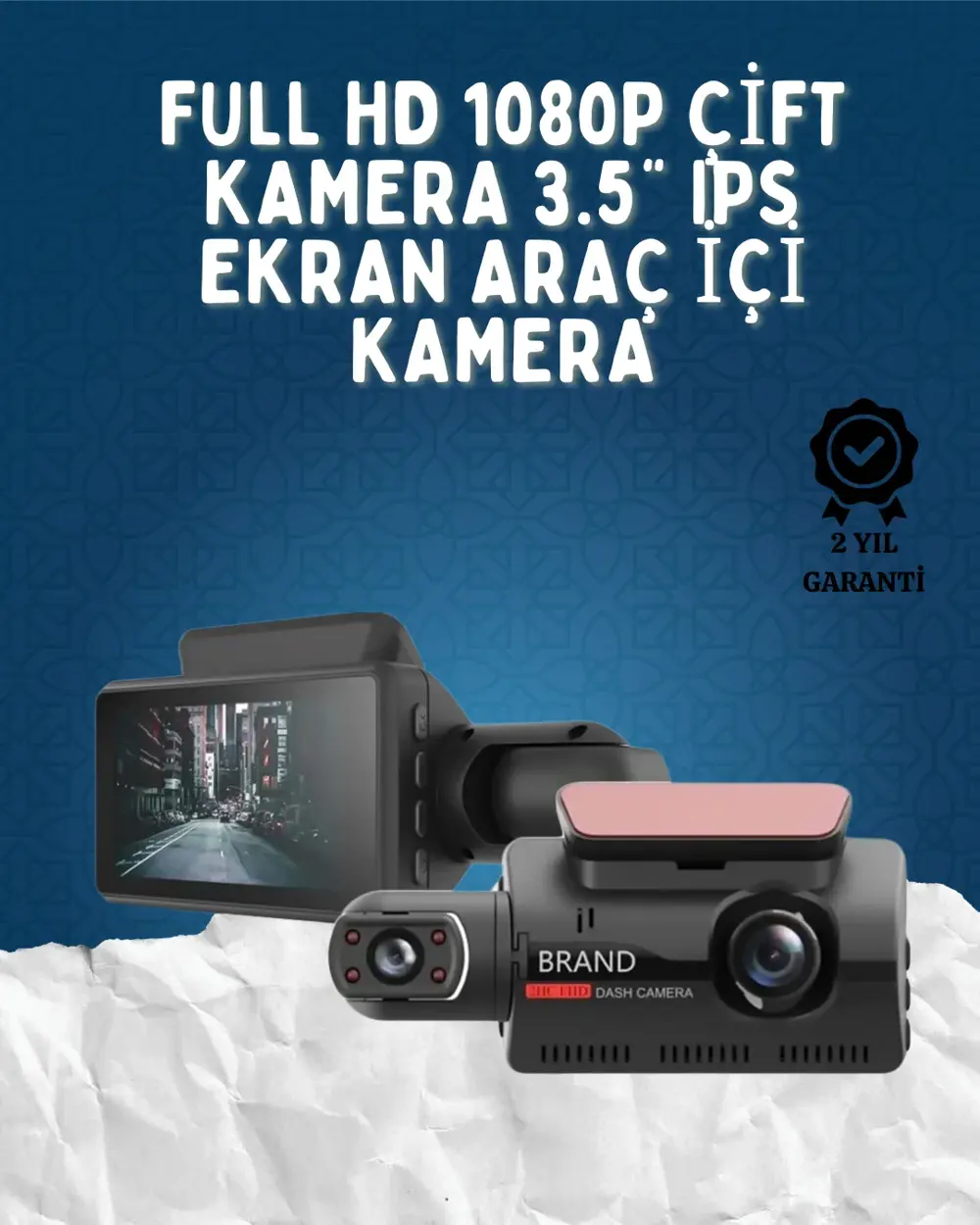 Çift Görüşlü Dashcam – Gece Görüşlü 1080P Araç İçi Güvenlik Kamer