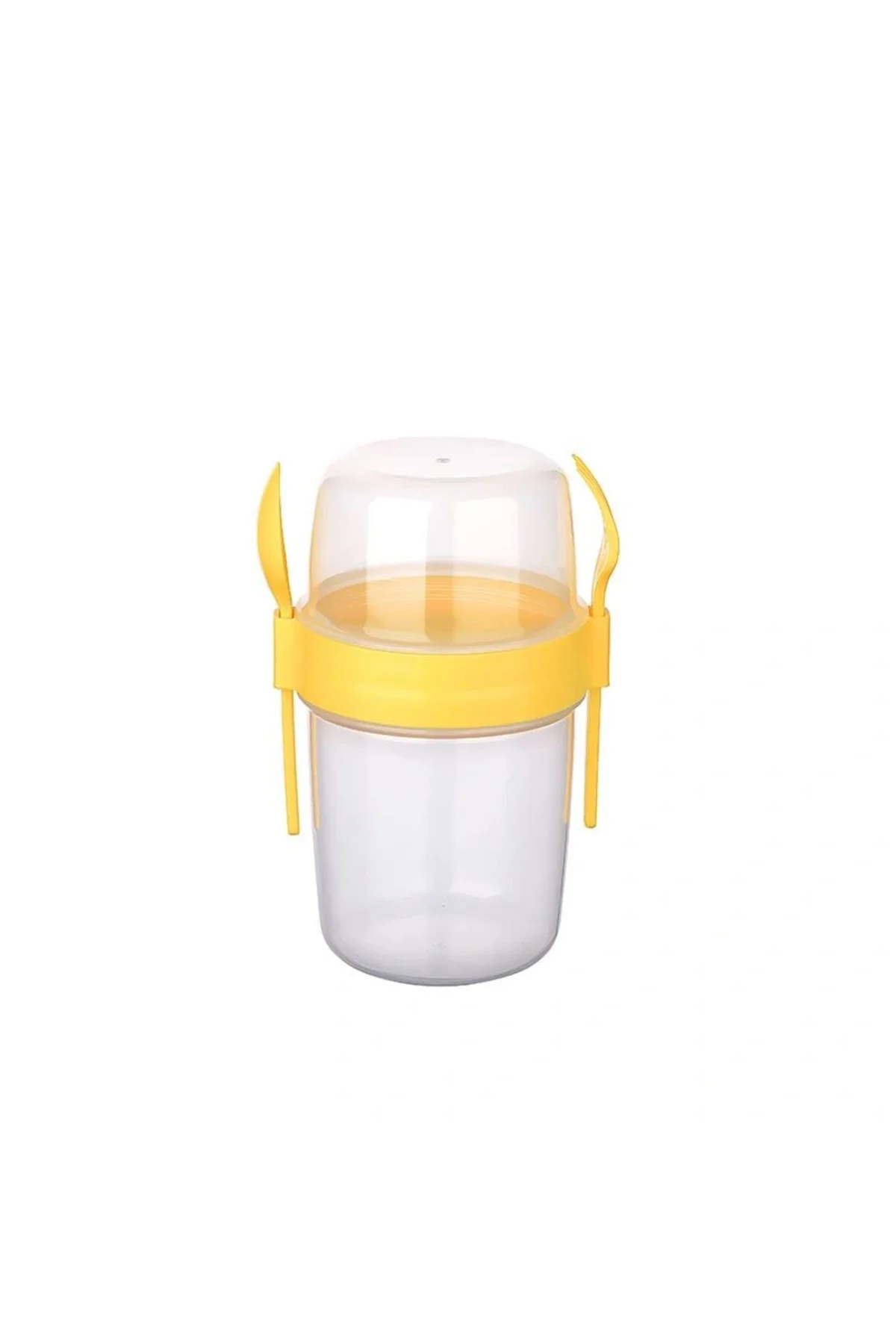 Çift Hazneli - Çatal Kaşıklı Portatif Müsli -Atıştırmalık Kabı 500 Ml - Görsel 2