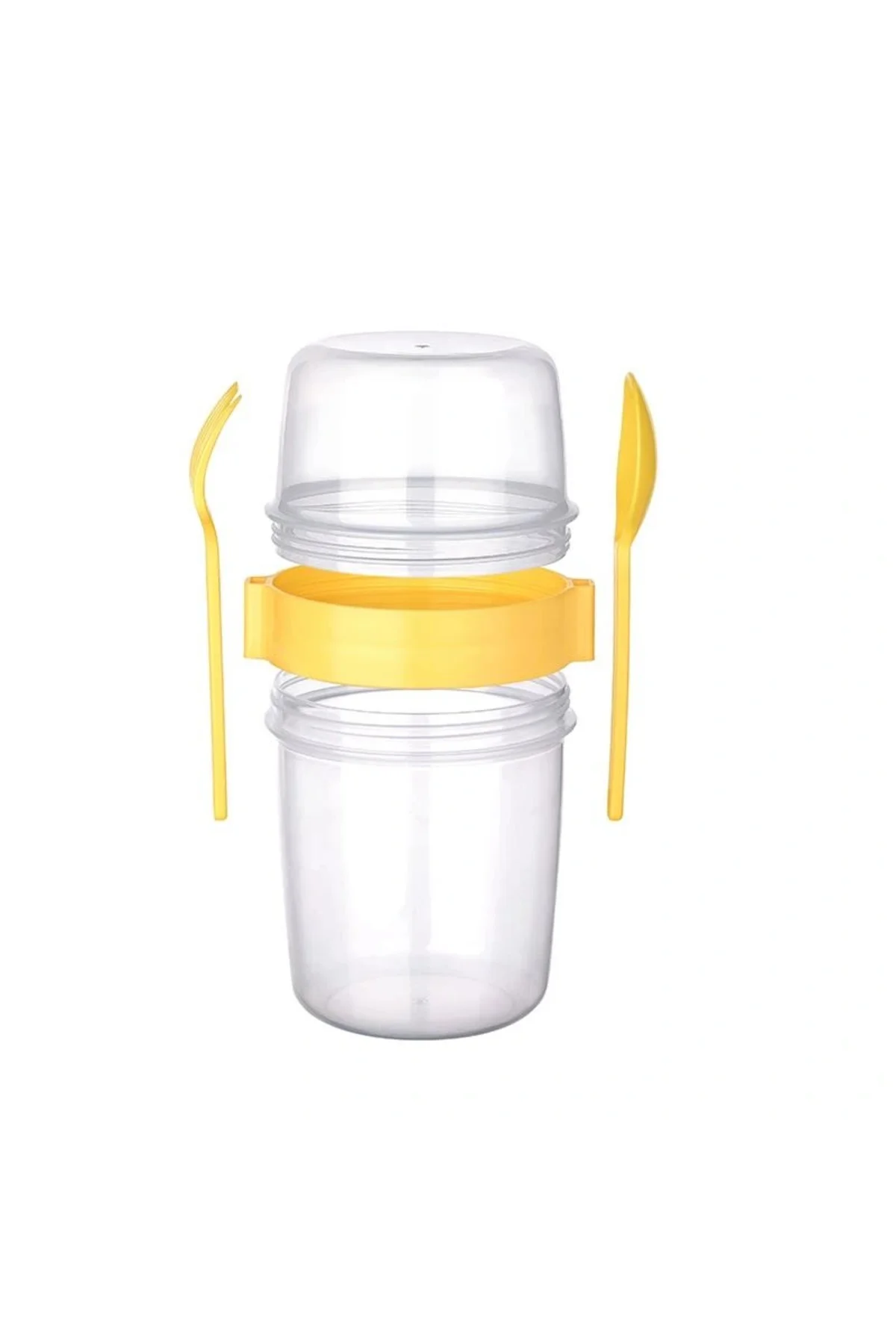 Çift Hazneli - Çatal Kaşıklı Portatif Müsli -Atıştırmalık Kabı 1100 Ml - Görsel 3