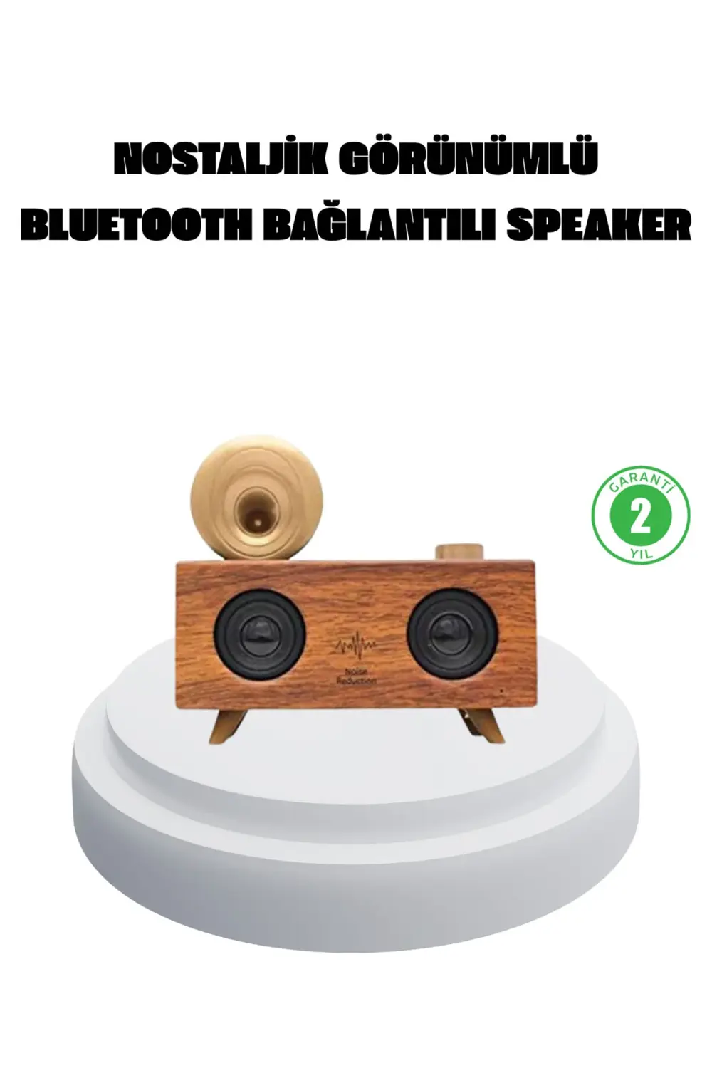 Çift Hoparlörlü Bluetooth Gramofon Speaker – FM Radyo, USB, SD Ka