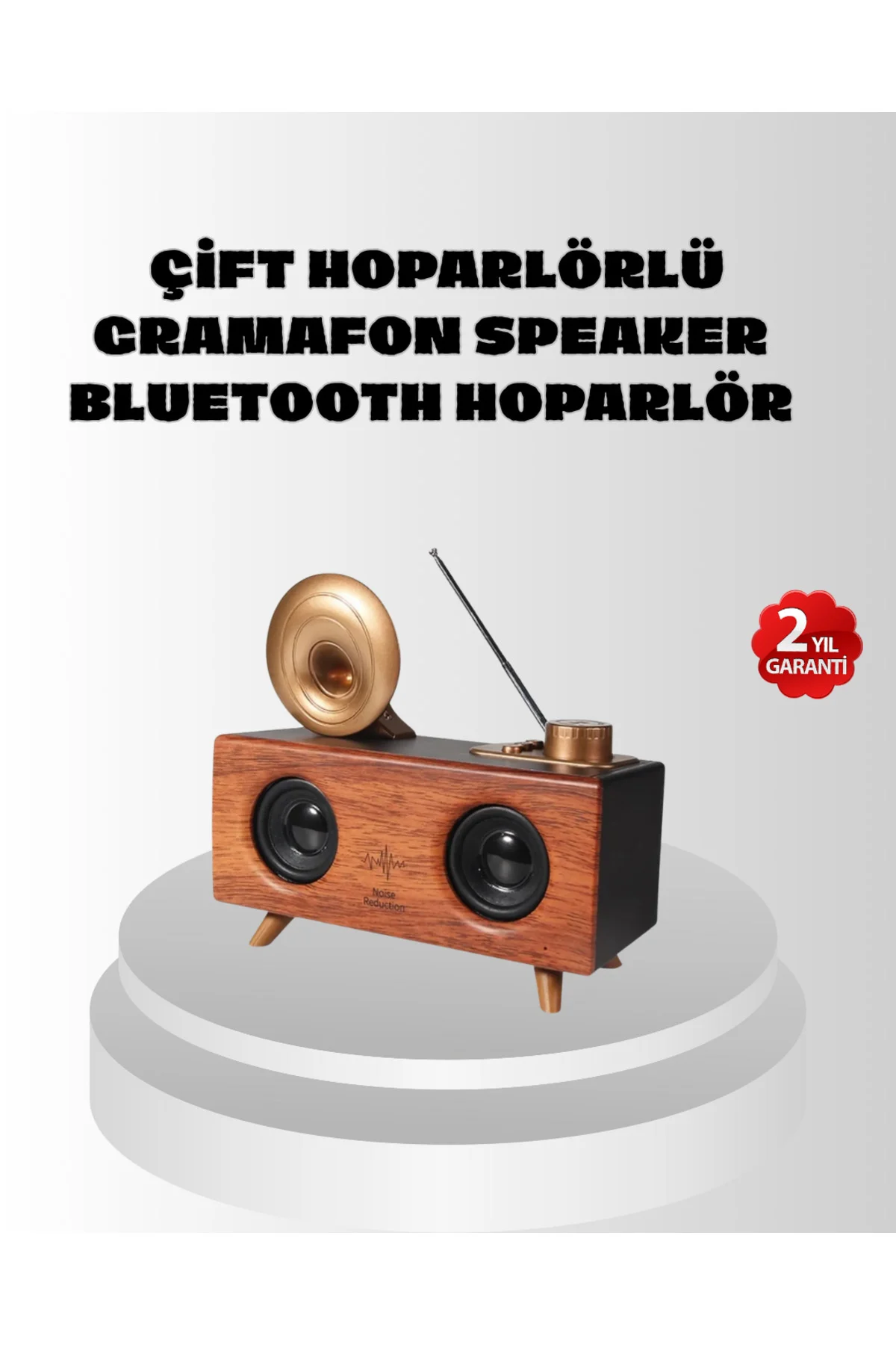 Çift Hoparlörlü Retro Bluetooth Speaker 1800mAh Bataryalı AUX USB