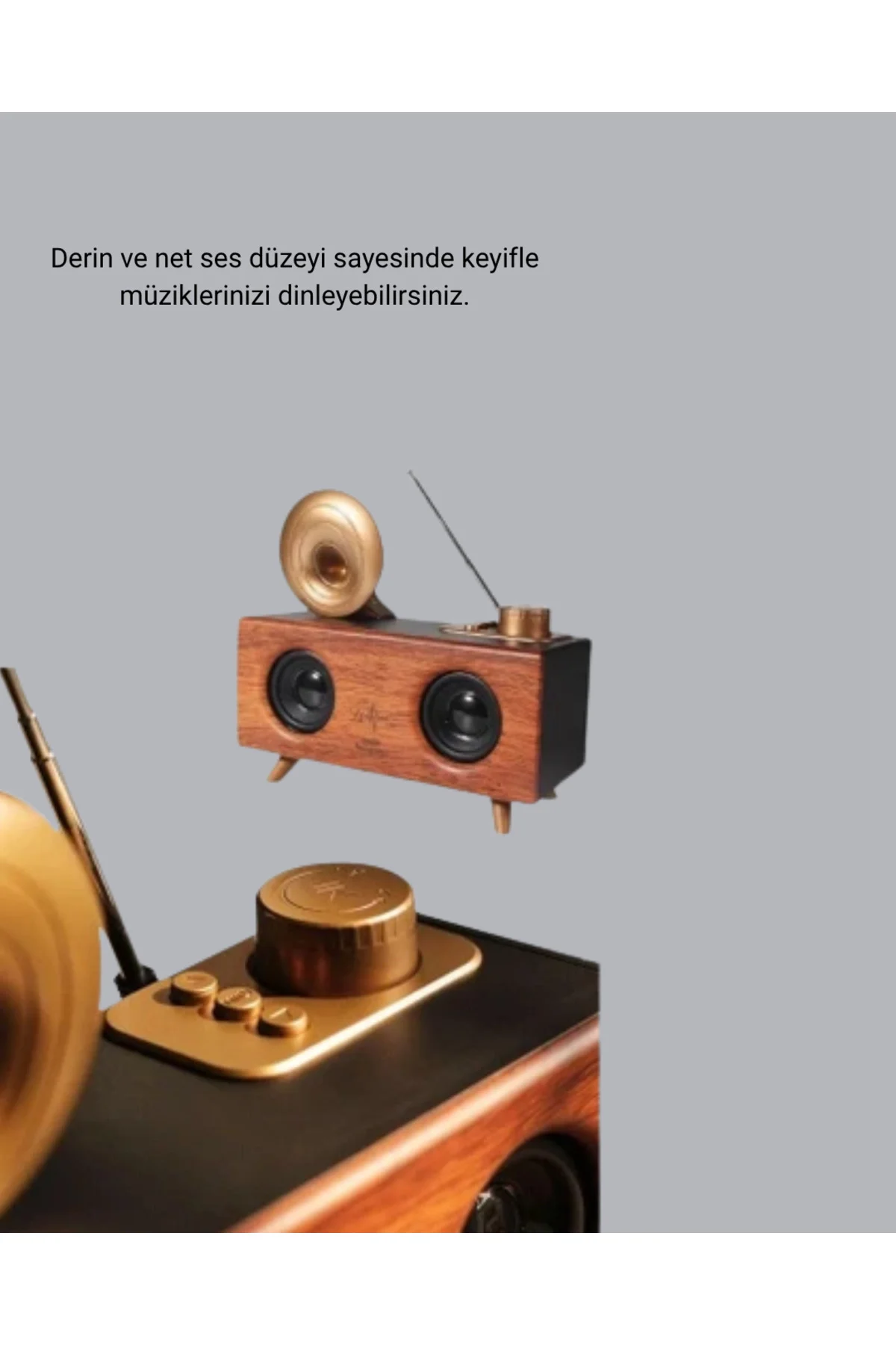 Çift Hoparlörlü Retro Bluetooth Speaker 1800mAh Bataryalı AUX USB