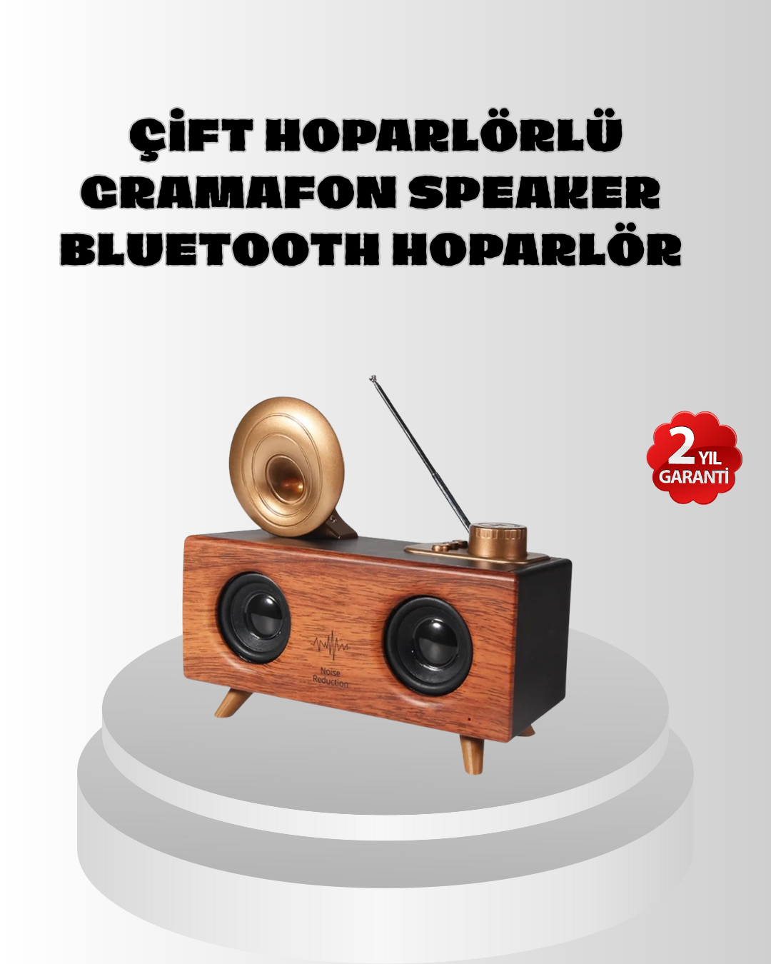 Çift Hoparlörlü Retro Bluetooth Speaker 1800mAh Bataryalı AUX USB
