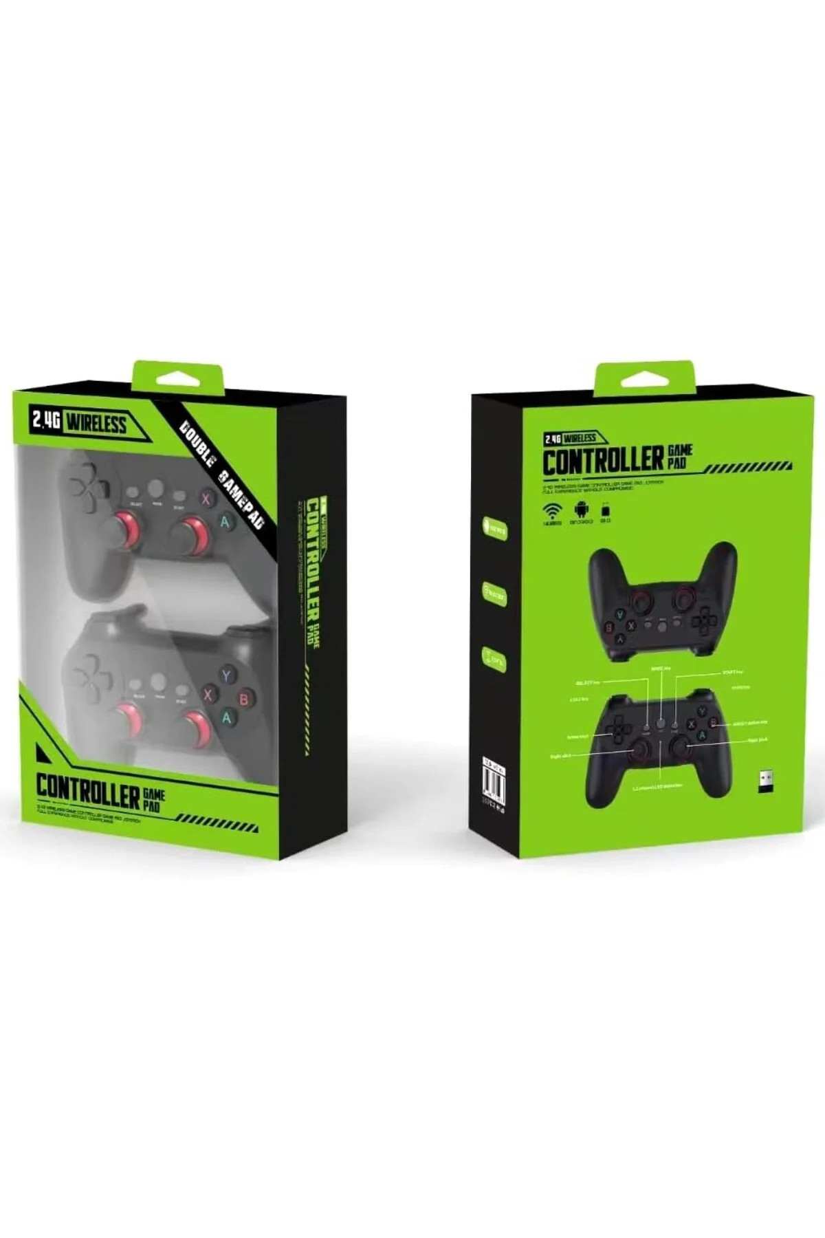 Çift Josystick 2.4G Kablosuz Oyun Kolu PC Uyumlu Pilli Joystick W