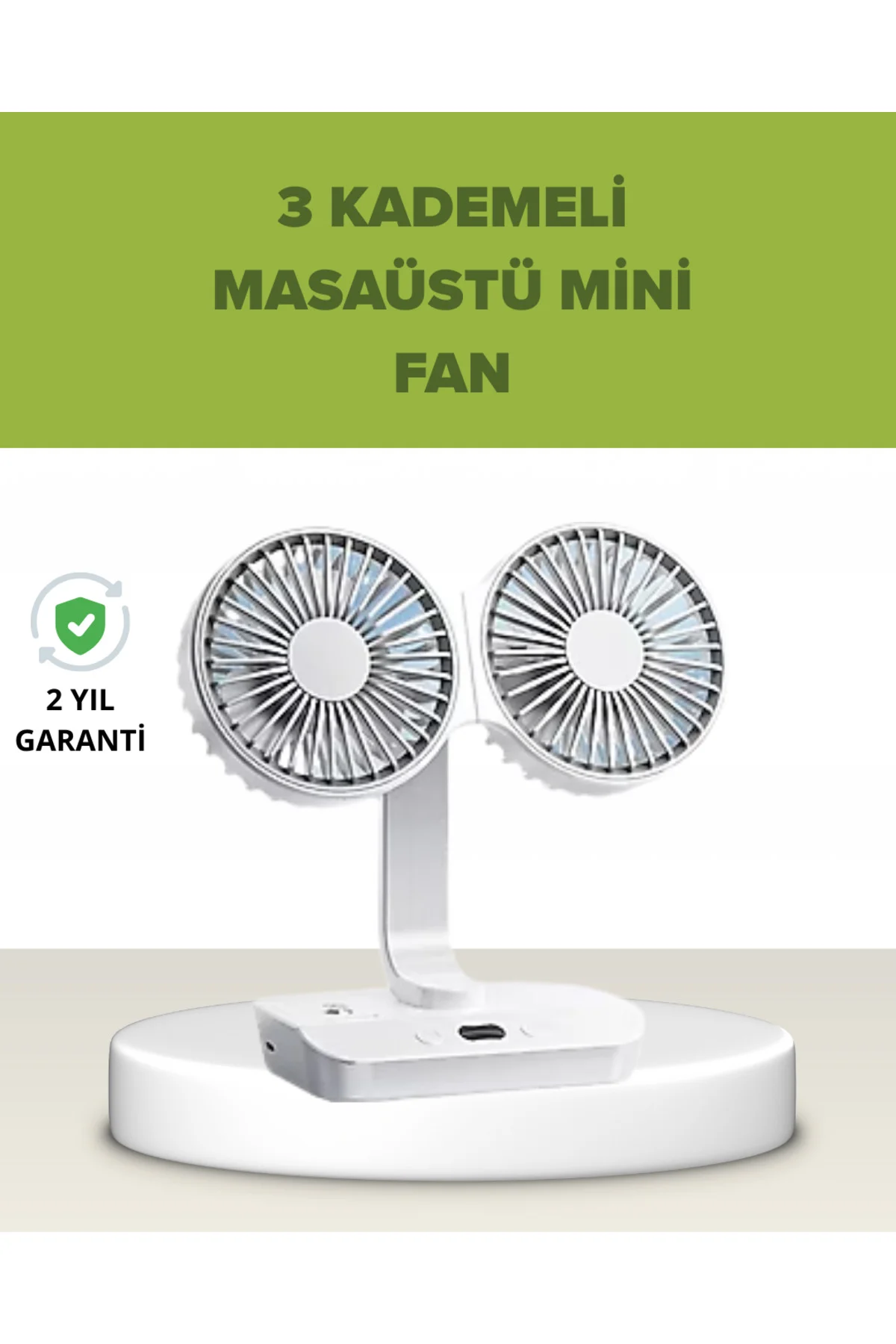 Çift Kafalı Masaüstü ve Duvar Tipi Sessiz USB Şarjlı Fan