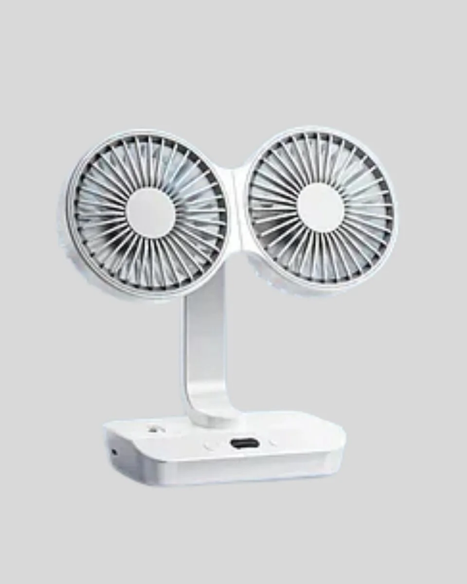 Çift Kafalı USB Şarjlı Masaüstü & Duvar Fan - Sessiz ve Güçlü Soğutma