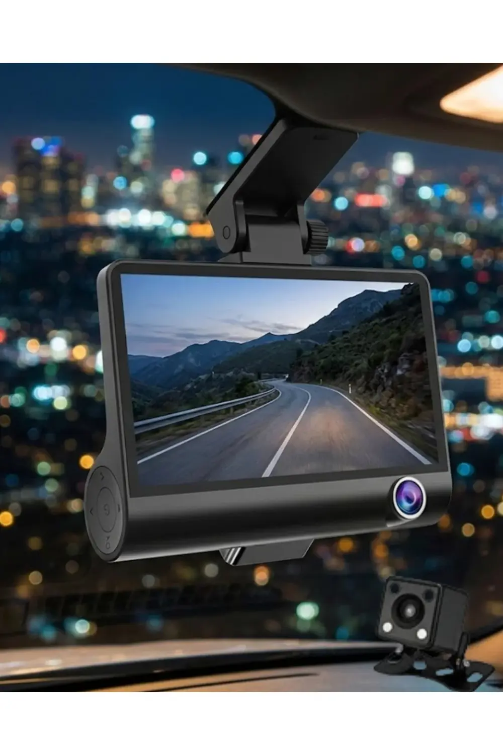 Çift Kameralı Araç İçi Kamera Full HD 1080P Gece Görüş ve Park Mo