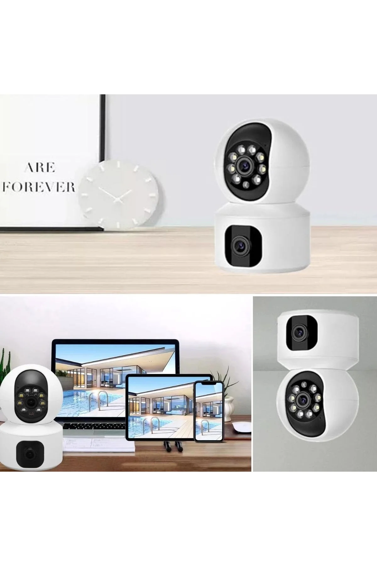 Çift Kameralı Wifi Bağlantılı Gece Görüşlü Ev Tipi Güvenlik Kamer