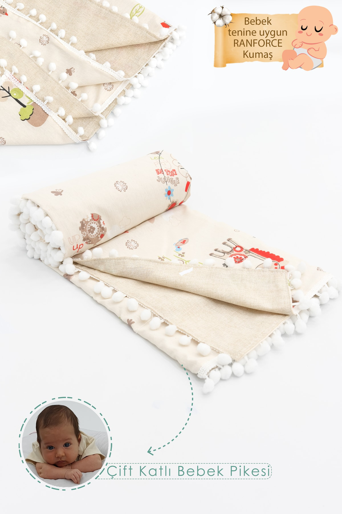 Çift Kat Bebek Pikesi, Yenidoğan Için Kundak Battaniye, Animal Se