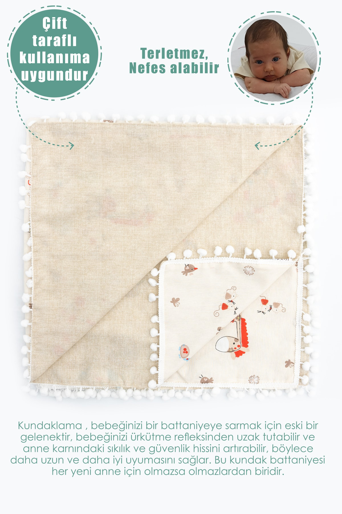 Çift Kat Bebek Pikesi, Yenidoğan Için Kundak Battaniye, Animal Se