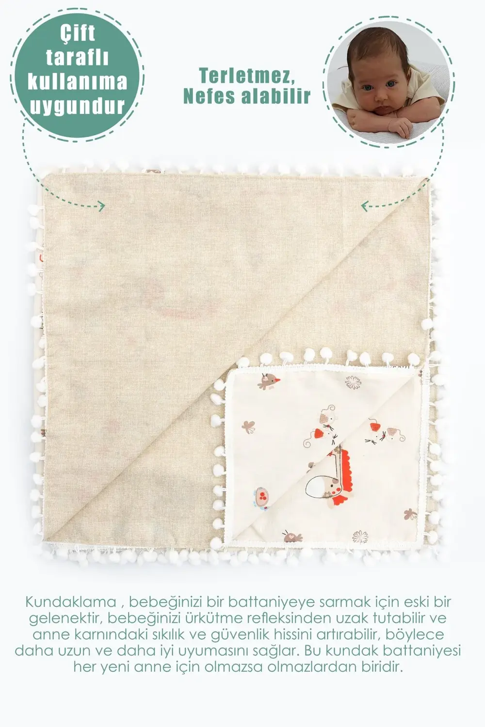 Çift Kat Bebek Pikesi, Yenidoğan Için Kundak Battaniye, Animal Se