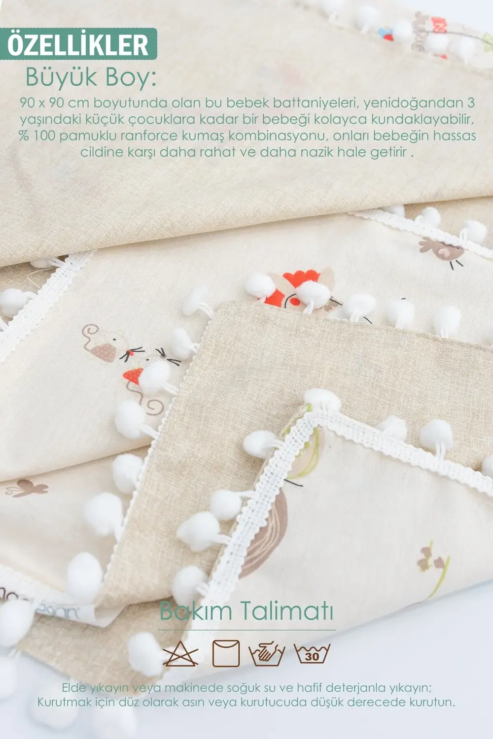 Çift Kat Bebek Pikesi, Yenidoğan Için Kundak Battaniye, Animal Se