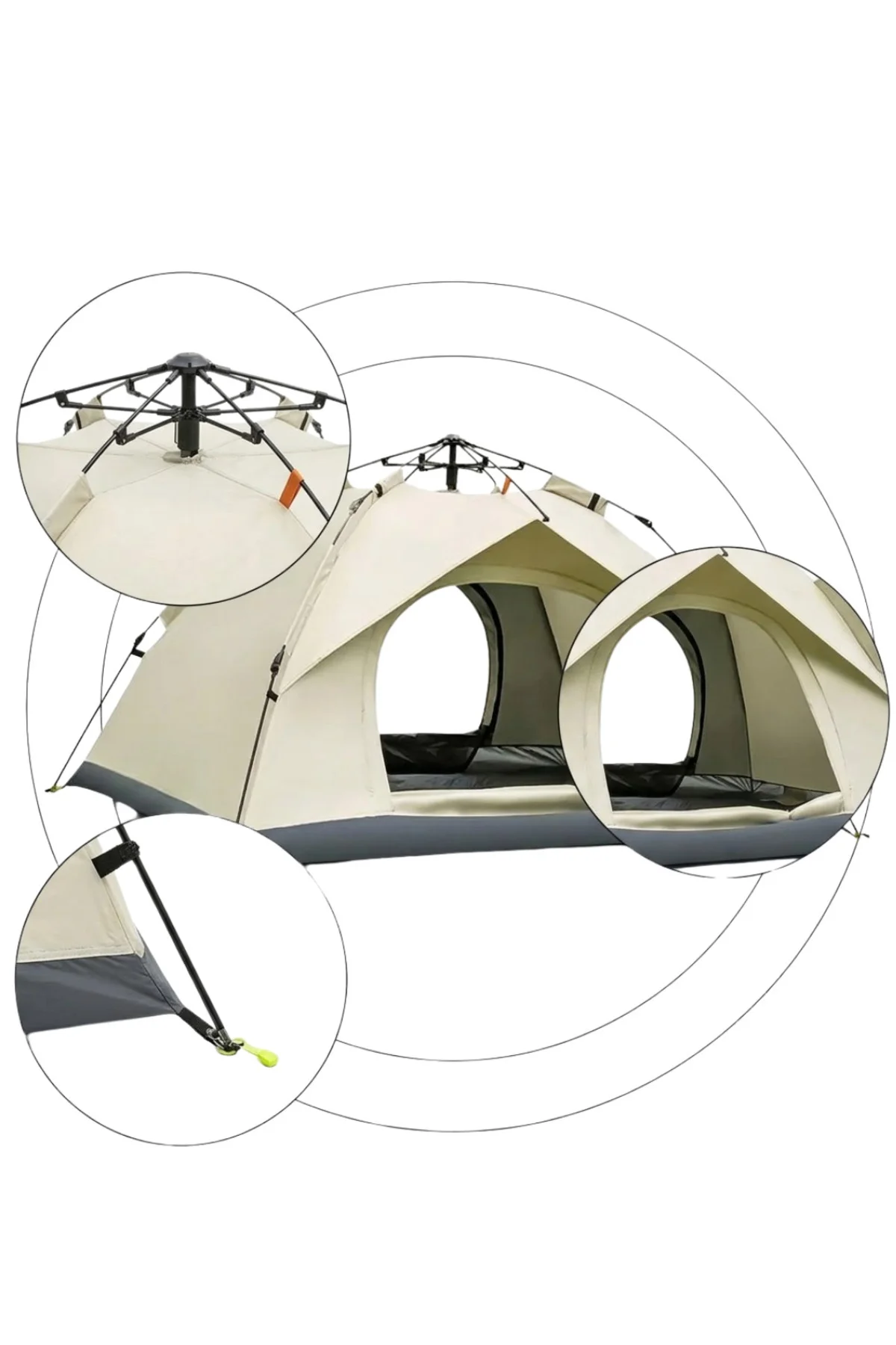 Çift Katmanlı Kamp Çadırı Otomatik Kurulum Suya Dayanıklı Outdoor Çadır - Lisinya