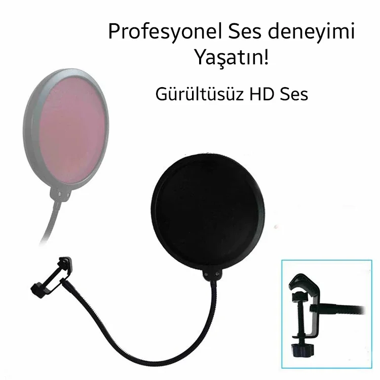 Çift Katmanlı Mikrofon Pop Filtresi 15 cm - Stüdyo Kayıt & YouTube