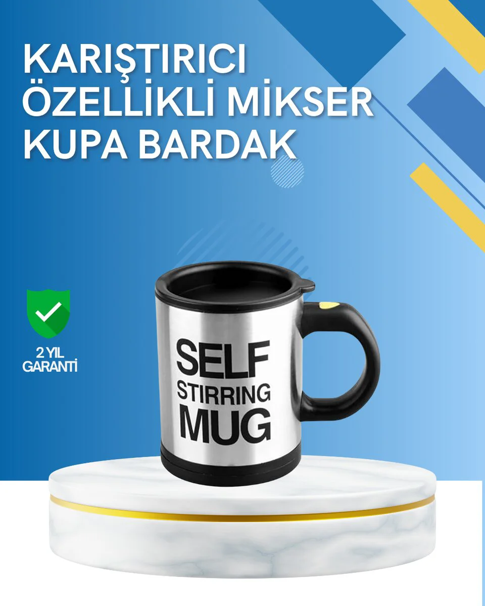 Çift Katmanlı Termos Özellikli Karıştırma Motorlu Kupa - Kendiliğinden Karıştıran Sıcak İçecek Çözümü