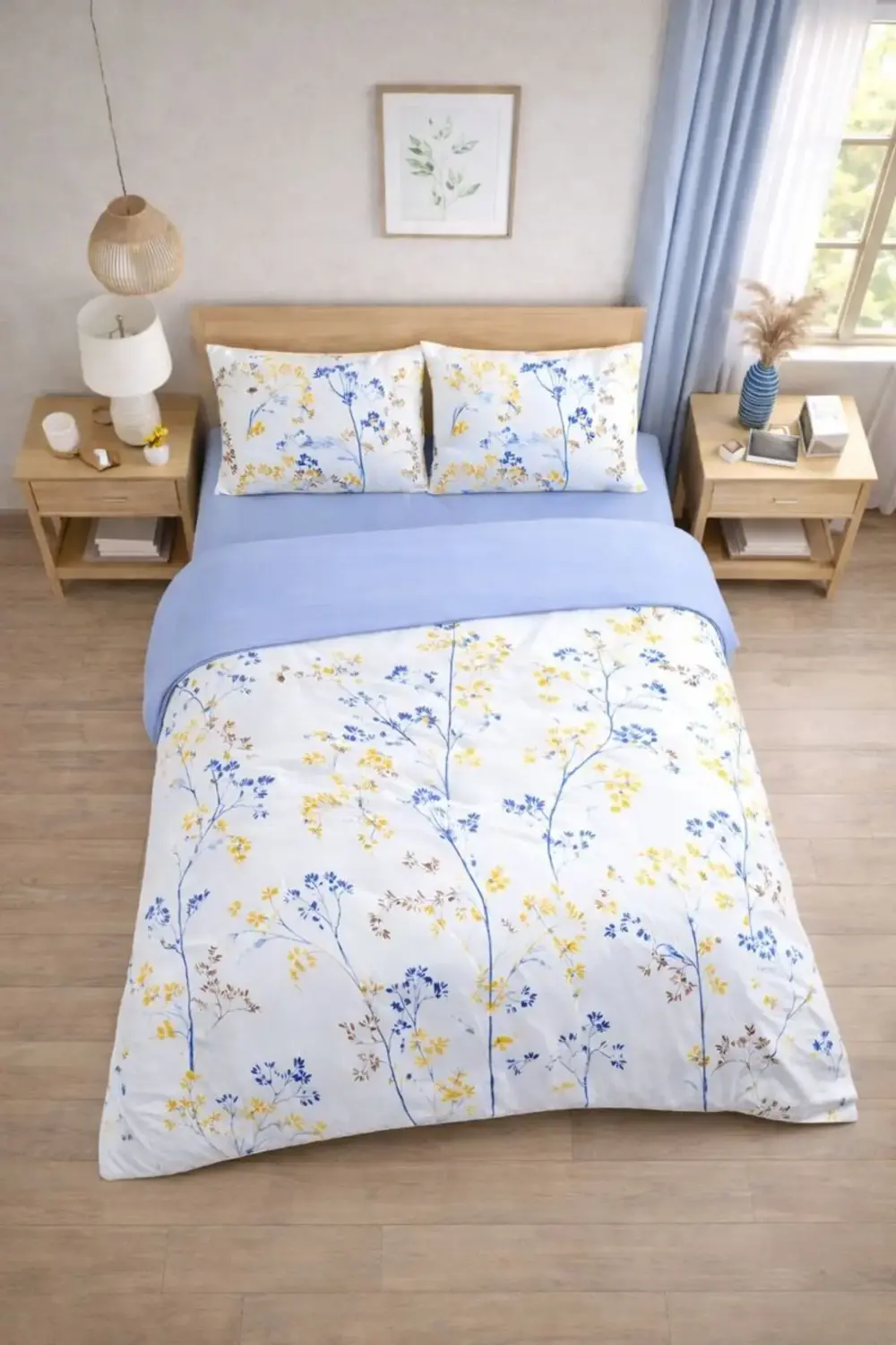 Çift Kişilik Desenli Lastikli Çarşaflı Çift Taraflı Nevresim Takı