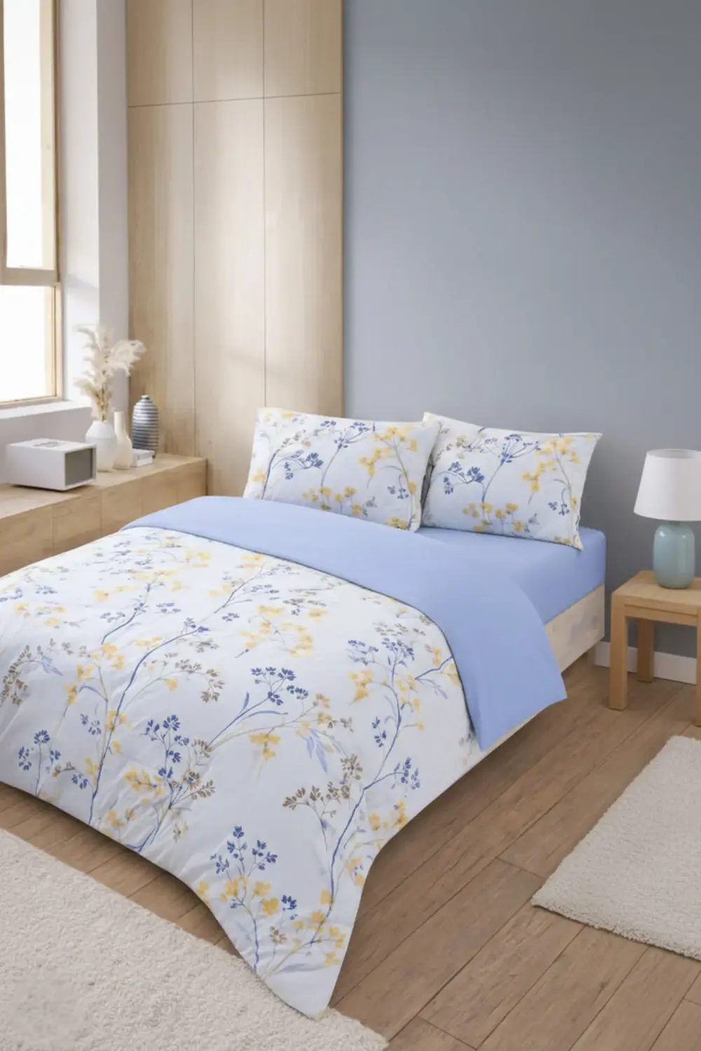 Çift Kişilik Desenli Lastikli Çarşaflı Çift Taraflı Nevresim Takı