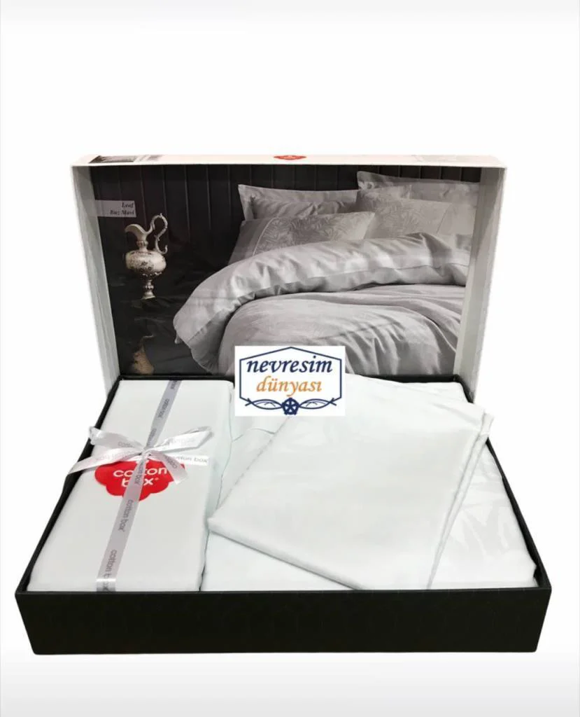 Çift Kişilik Jakarlı Saten Nev Takımı Leaf Buz Misi