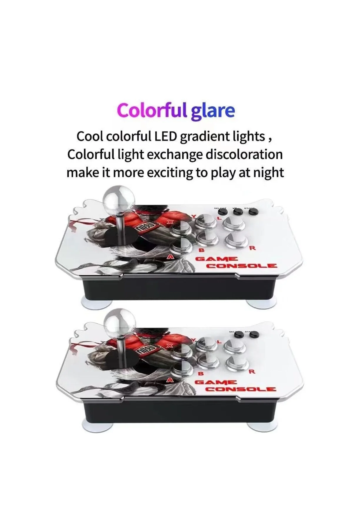 Çift kişilik kollu joystickli retro oyun konsolu oyunlu çok renkli bluetoothsuz - Elektronik