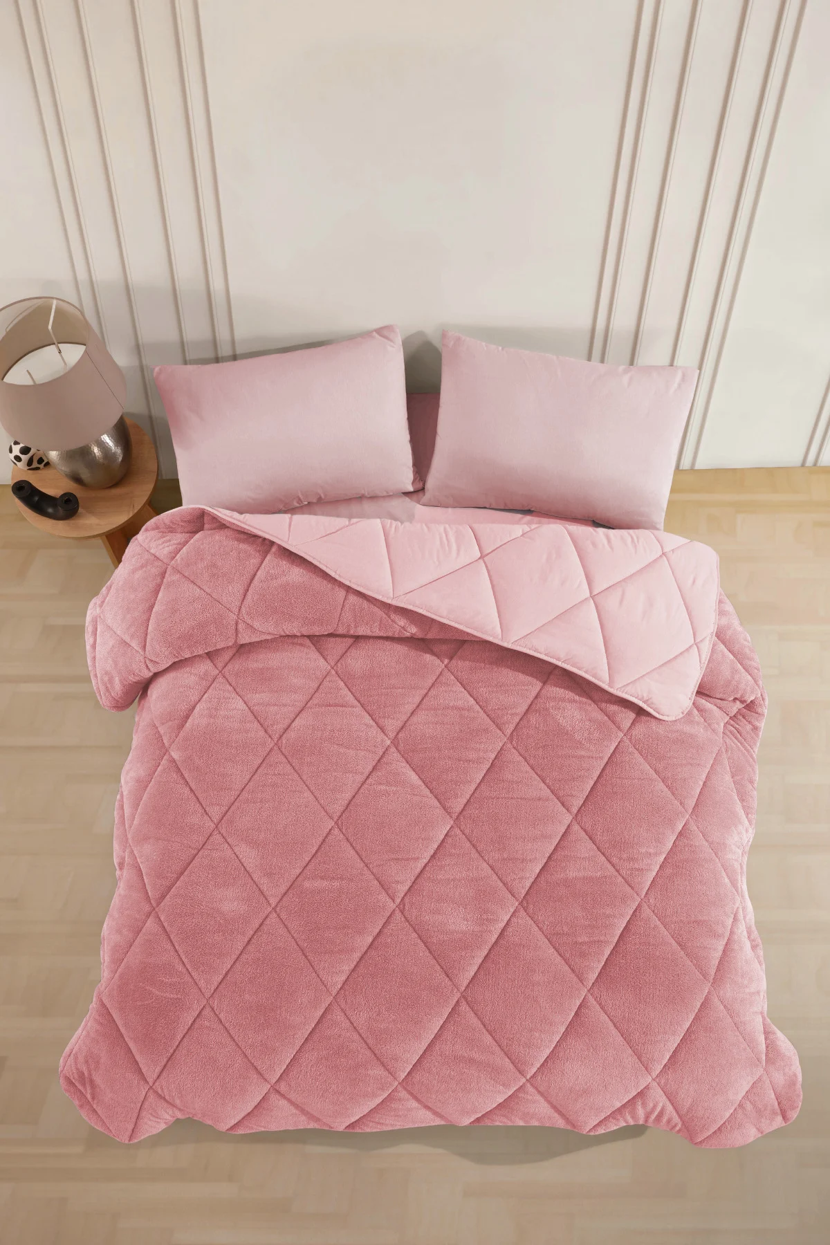 Çift Kişilik Lüx Pudra Wellsoft Yorgan Çift Taraflı 195x215 cm