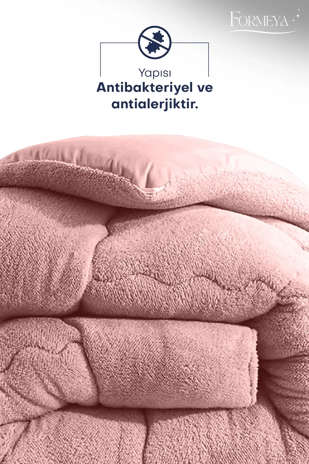 Çift Kişilik Lüx Pudra Wellsoft Yorgan Çift Taraflı 195 X 215