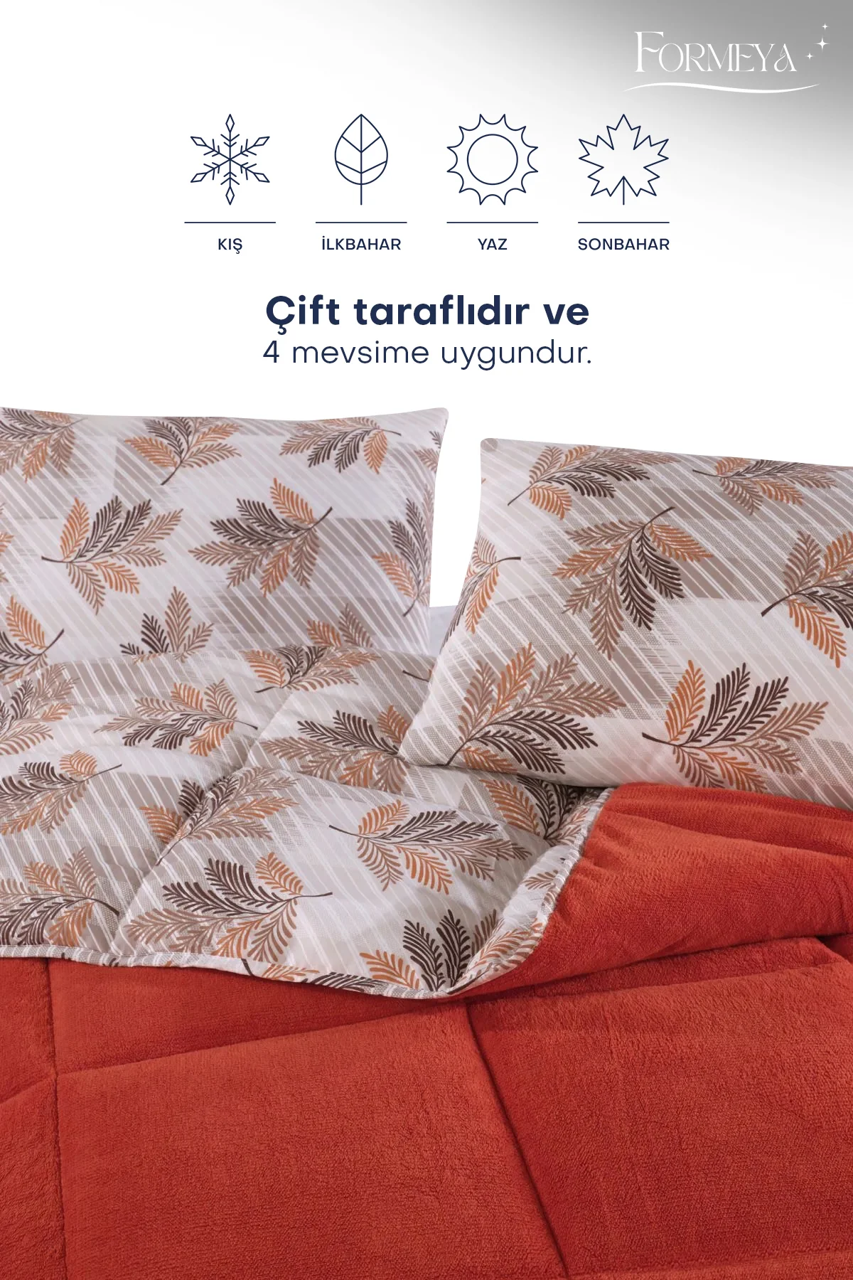 Çift Kişilik Lüx Wellsoft Yorgan Çift Taraflı Yastık Kılıflı 195x