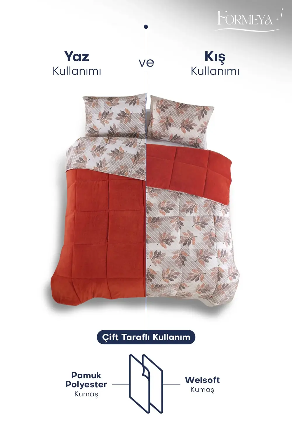 Çift Kişilik Lüx Wellsoft Yorgan Çift Taraflı Yastık Kılıflı 195x