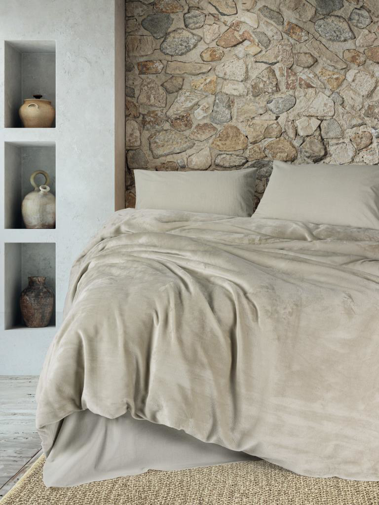 Çift Kişilik Nevresim Takımı Velvet Flossy Taş