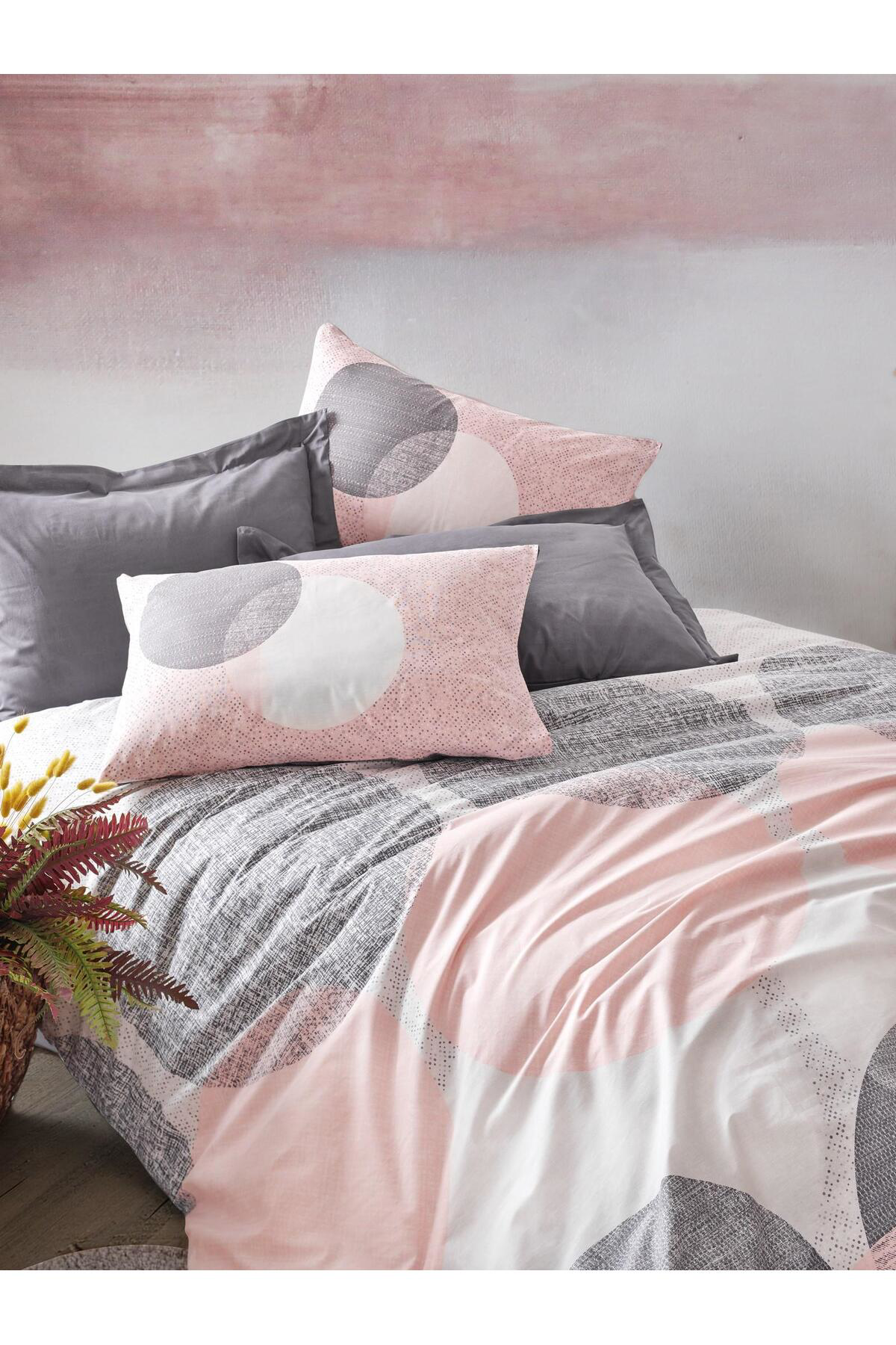 K&A Çift Kişilik Nevresim Takımı Leron Gri