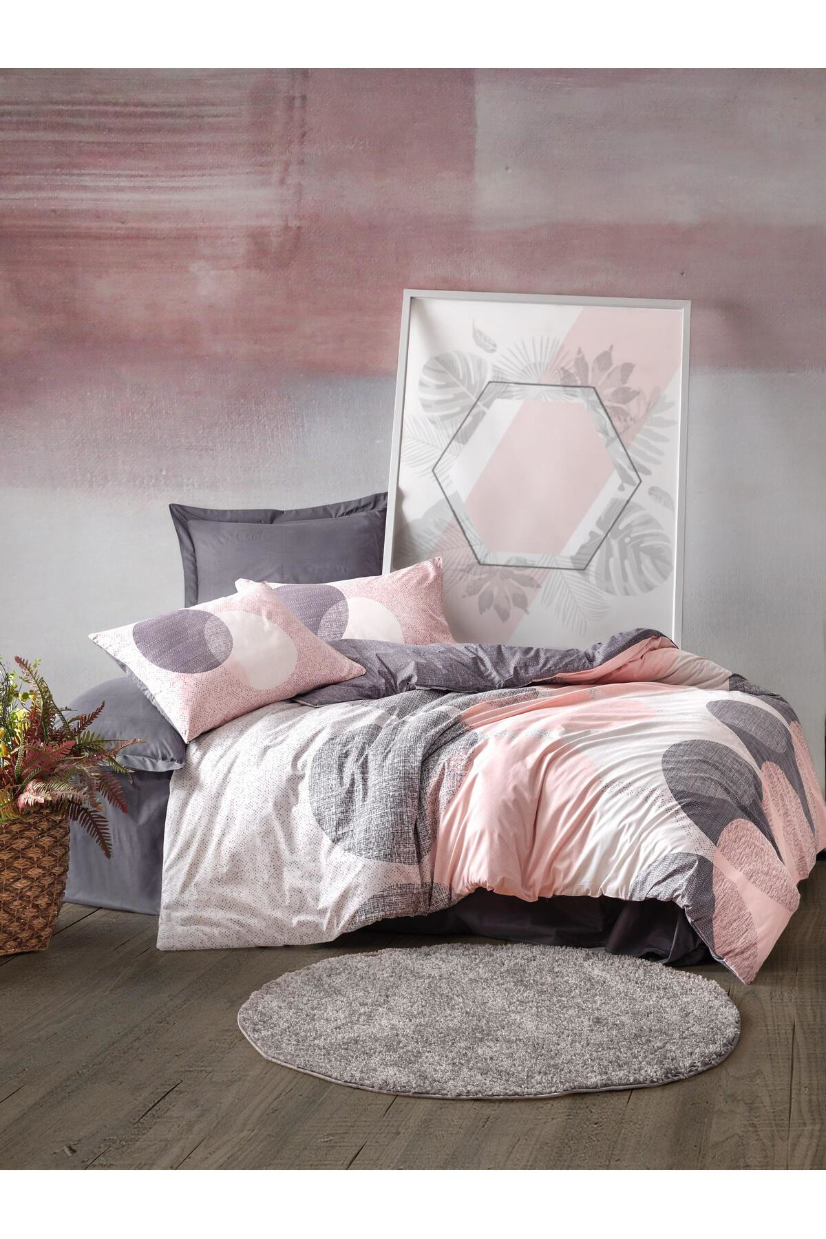 K&A Çift Kişilik Nevresim Takımı Leron Gri