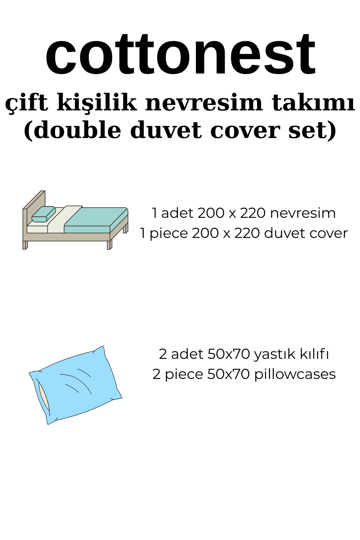 Çift Kişilik Pamuklu Çizgili Nevresim Seti | Düğmeli Model | 200 Çift Kişilik Pamuklu Çizgili Nevresim Seti | Düğmeli Model | 200