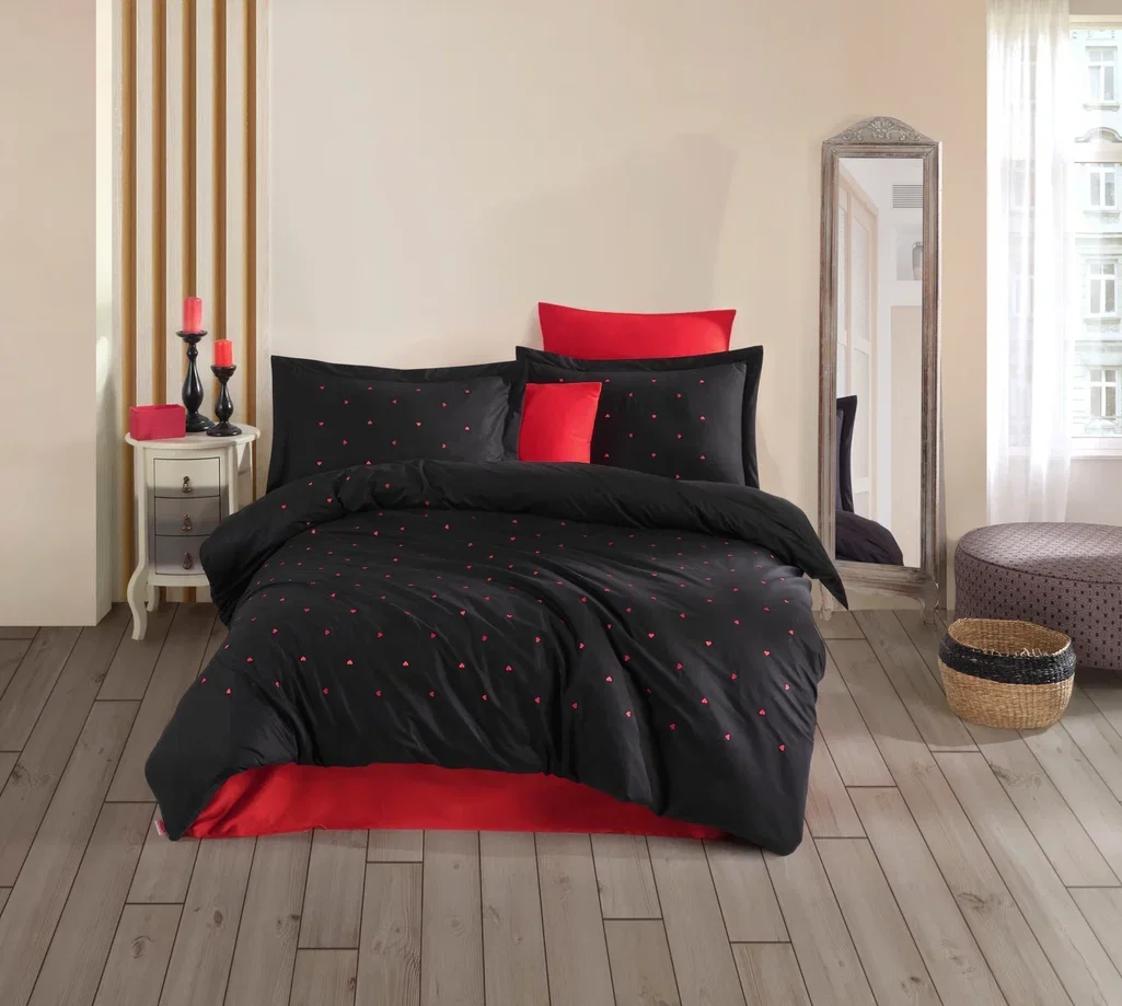 Çift Kişilik Poplin Premium Nakışlı Nev Lubow Siyah Çift Kişilik Poplin Premium Nakışlı Nev Lubow Siyah