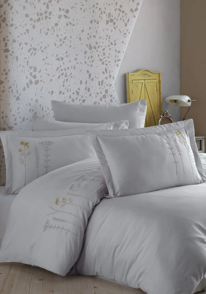 Çift Kişilik Poplin Premium Nakışlı Nev Diva Gri Fiyatı, Yorumları ve Özellikleri
