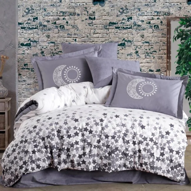 Çift Kişilik Poplin Nev Stars Gri