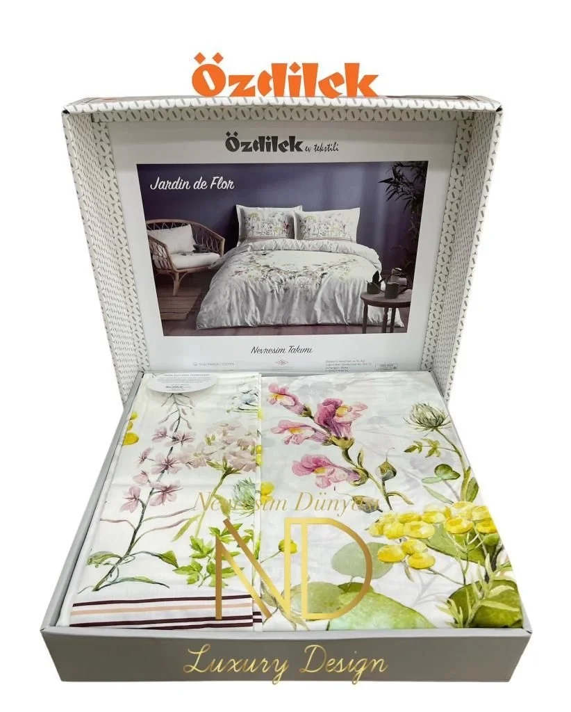 Çift Kişilik Ranforce Nevresim Takımı Jardin De Flor Beyaz